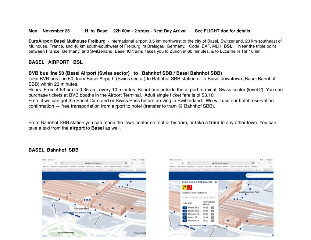 Swiss Itinerary