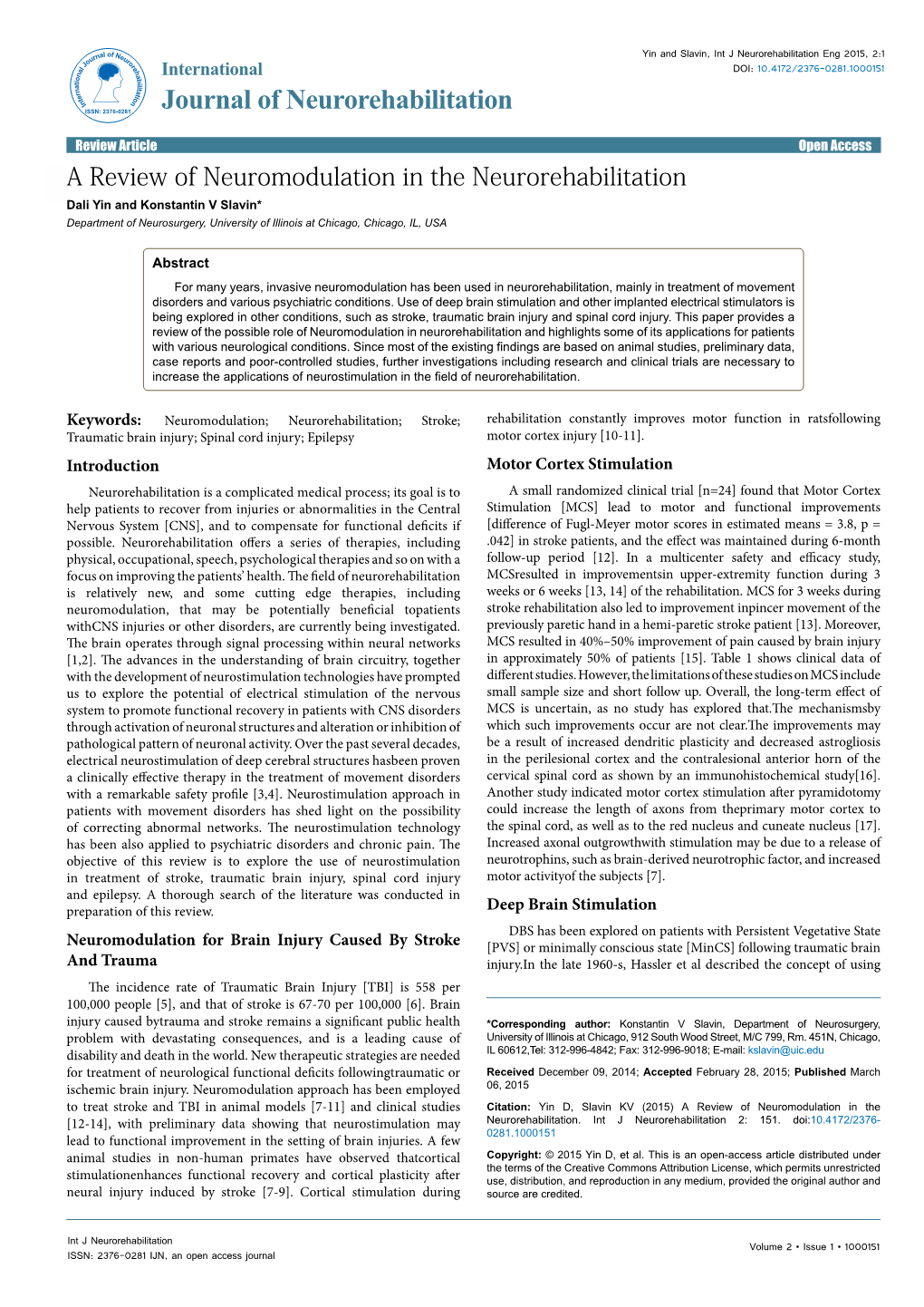 A Review of Neuromodulation in the Neurorehabilitation