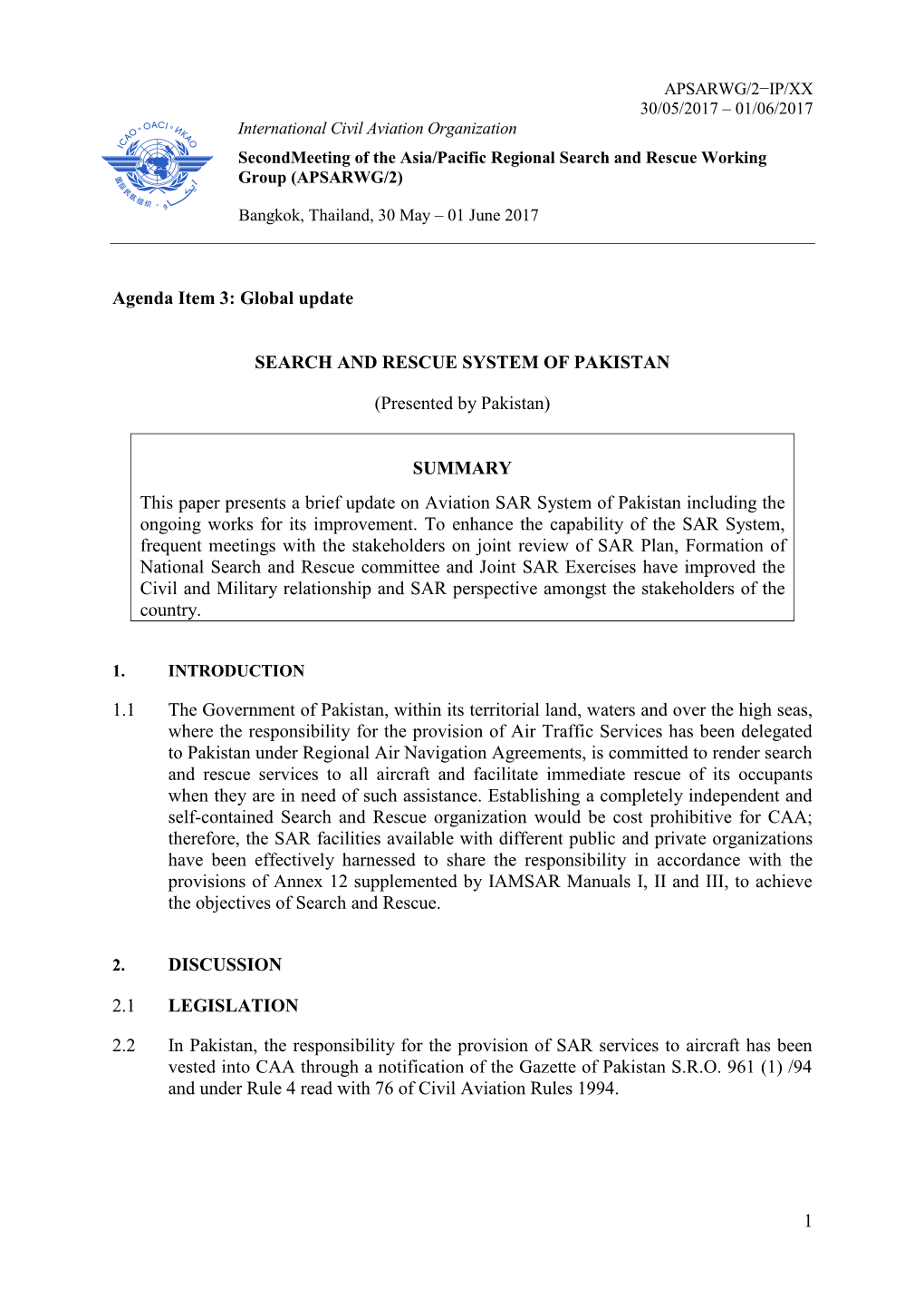 Apsarwg/2−Ip/Xx 30/05/2017 – 01/06/2017