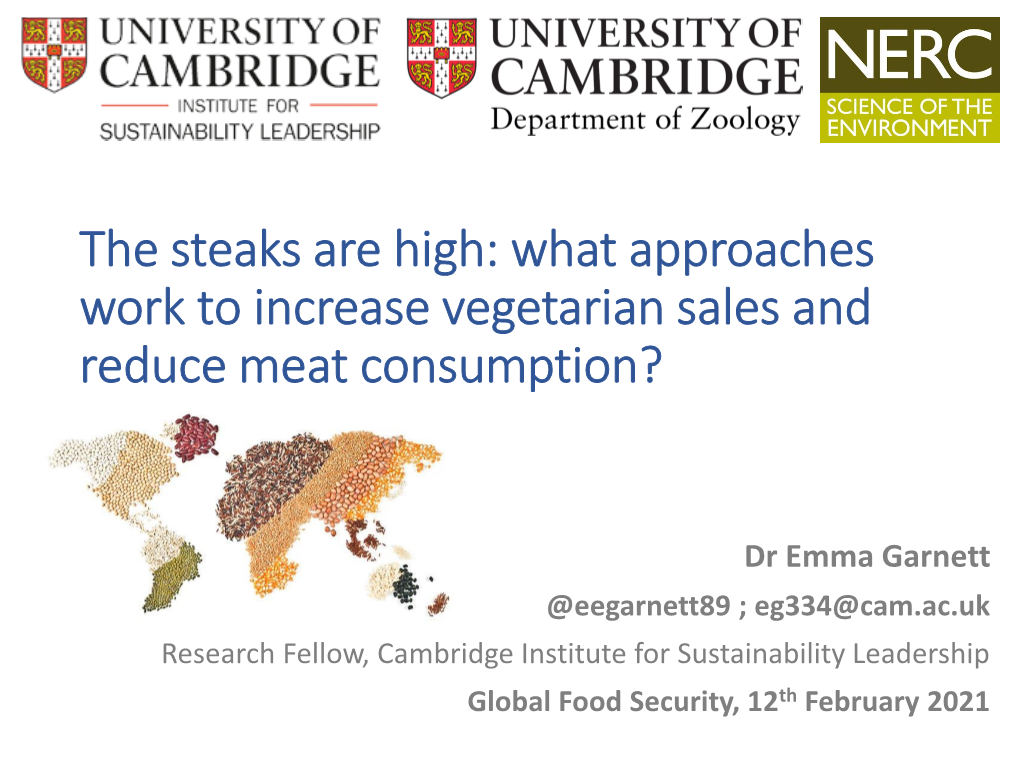 What Approaches Work to Increase Vegetarian Sales and Reduce Meat Consumption?