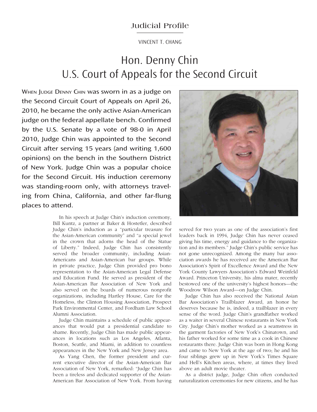 Hon. Denny Chin U.S. Court of Appeals for the Second Circuit