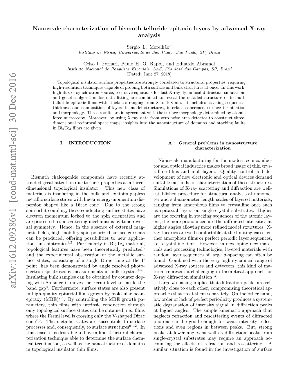 Nanoscale Characterization of Bismuth Telluride Epitaxic Layers By