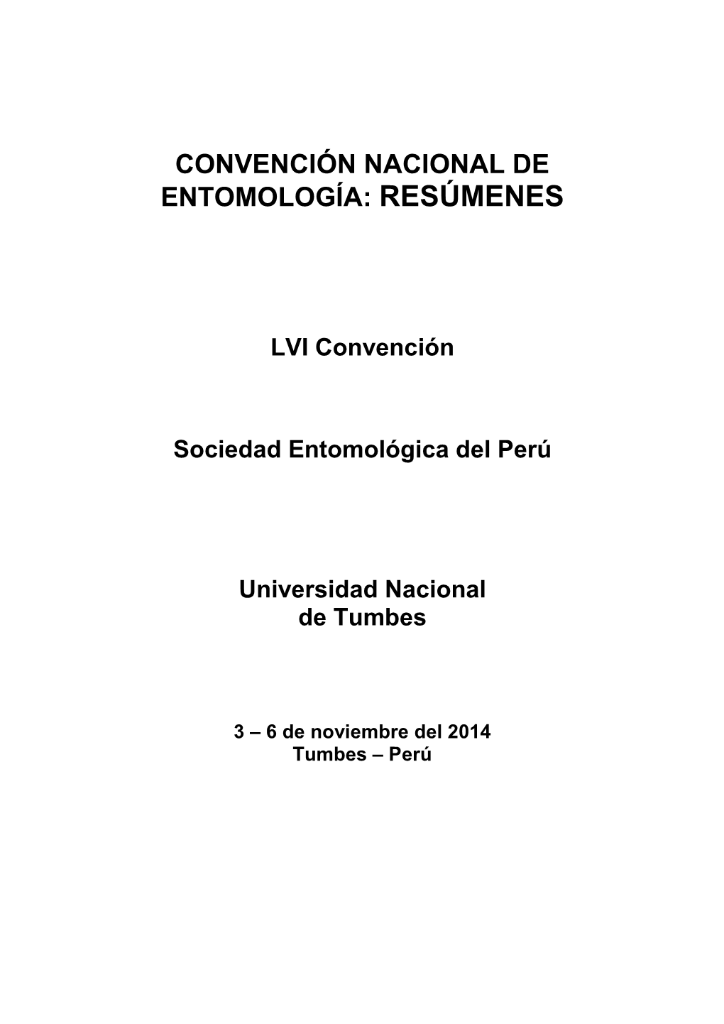 Libro Resúmenes Lvi Cne – Tumbes 2014