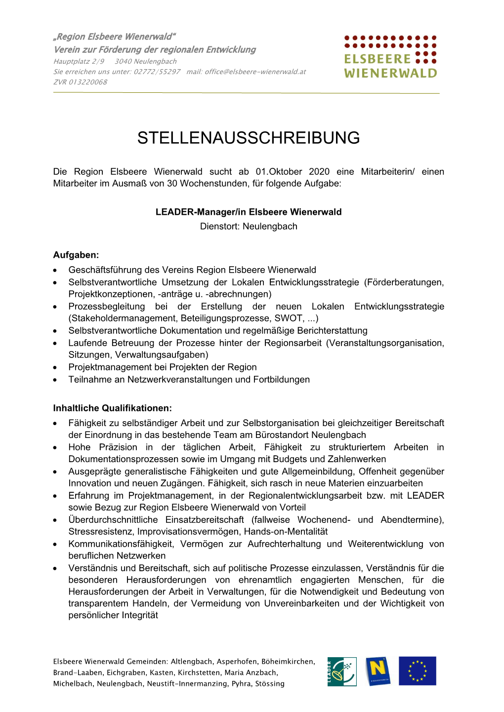 Stellenausschreibung