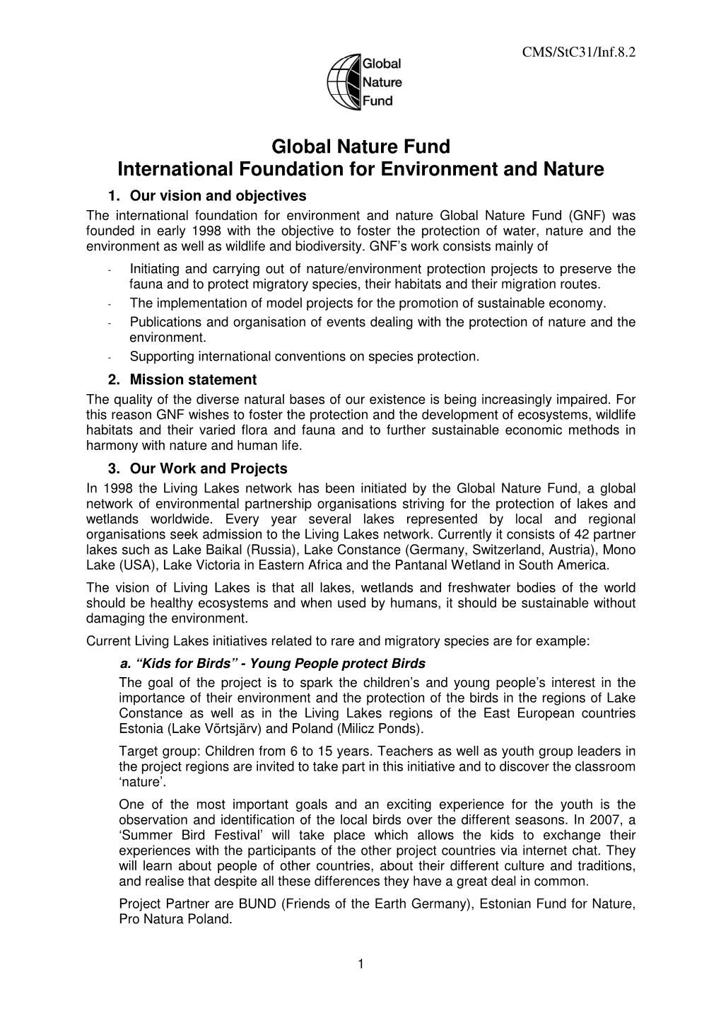 Global Nature Fund International Foundation for Environment and Nature 1