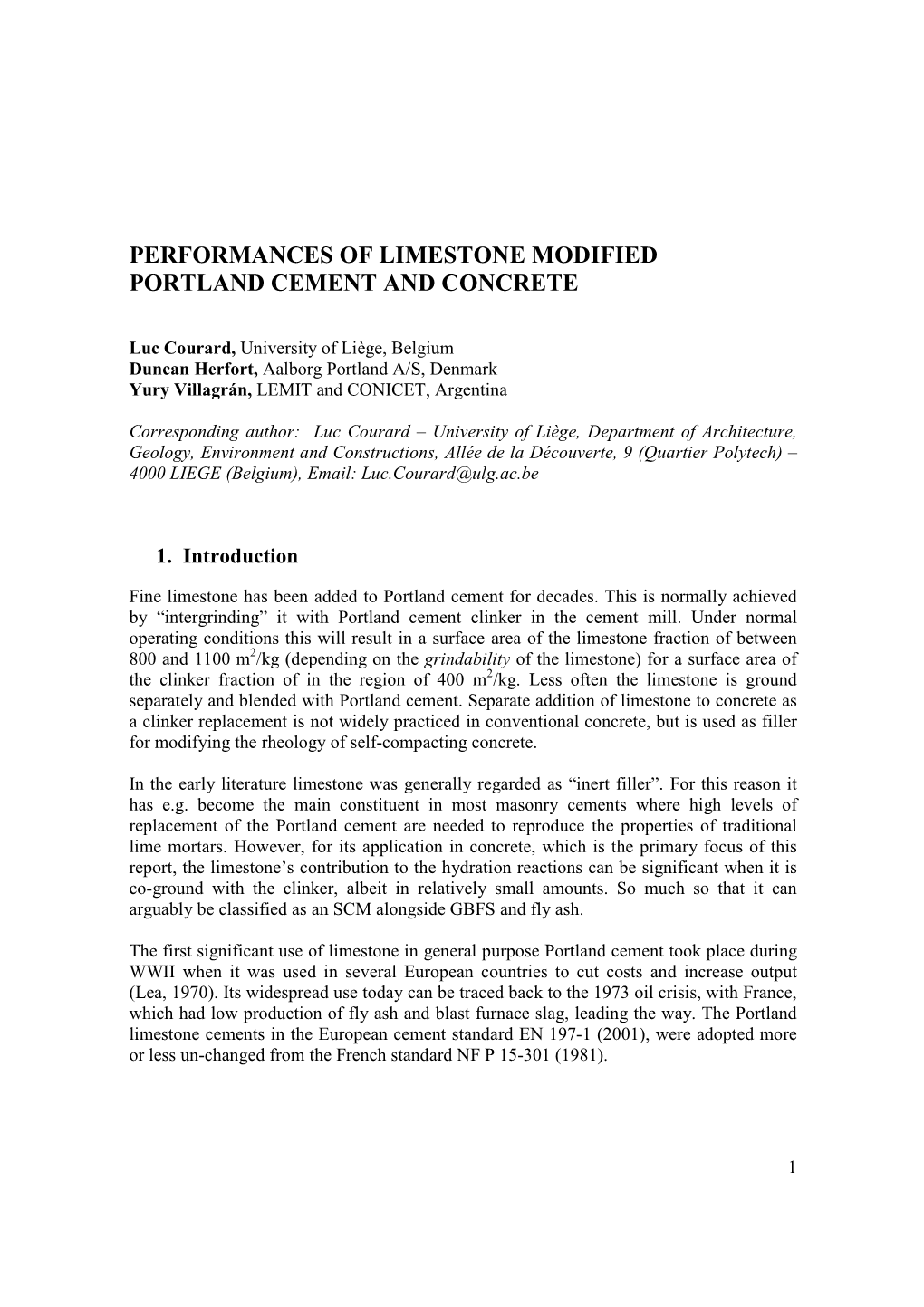 Report on the Performance of Portland Limestone Cements in Concrete 20160401