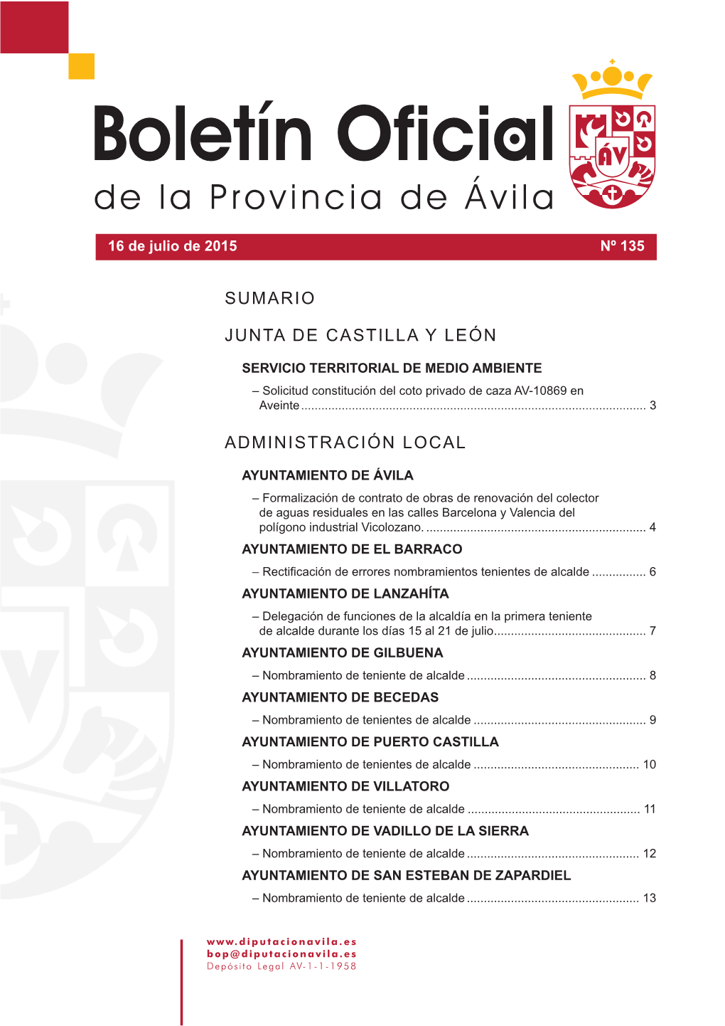 Junta De Castilla Y León Administración Local Sumario