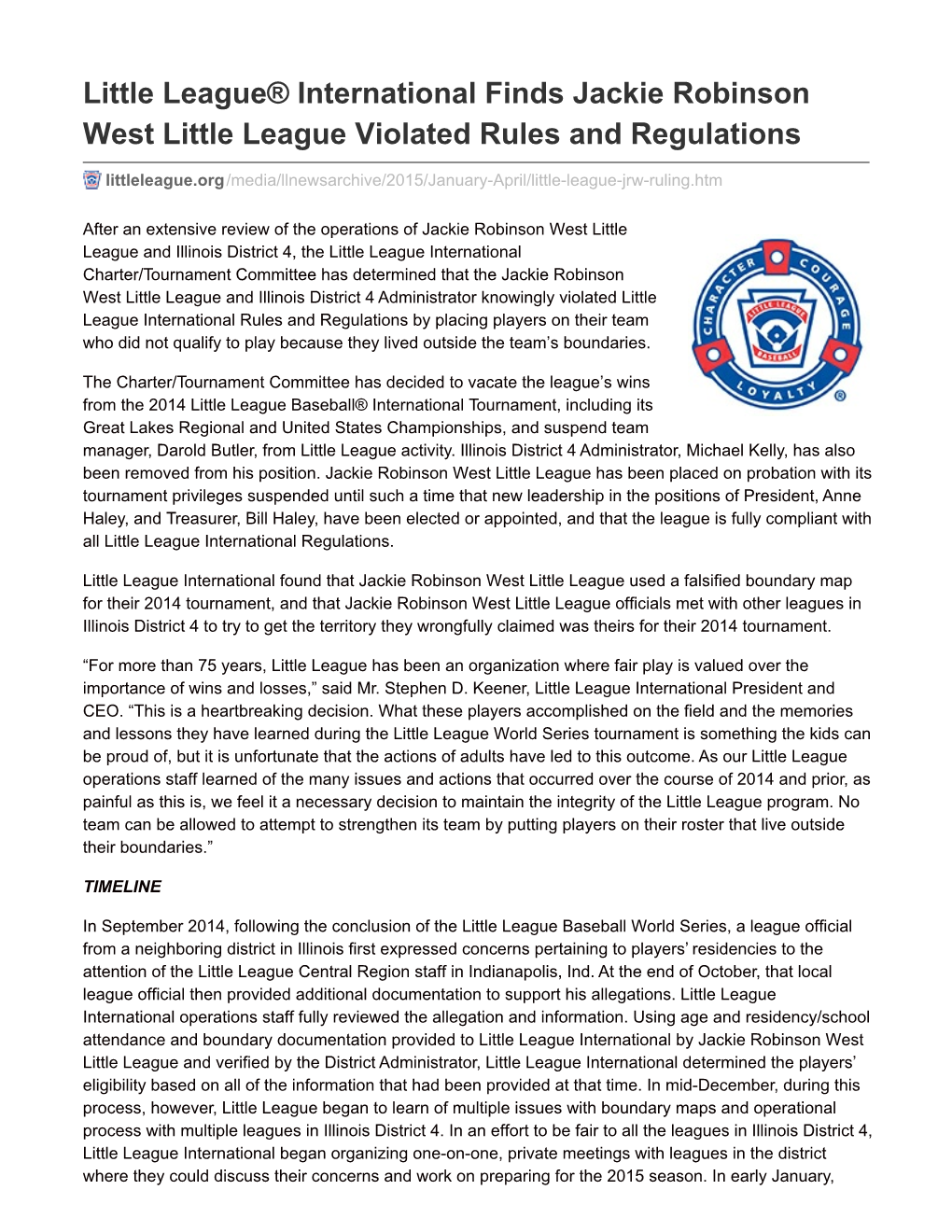 Little League International Statement.Pdf