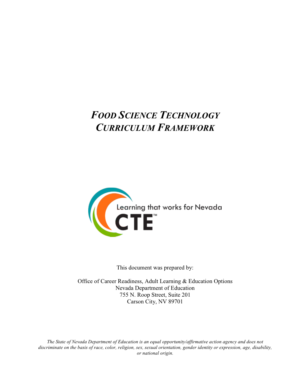 Food Science Technology Curriculum Framework