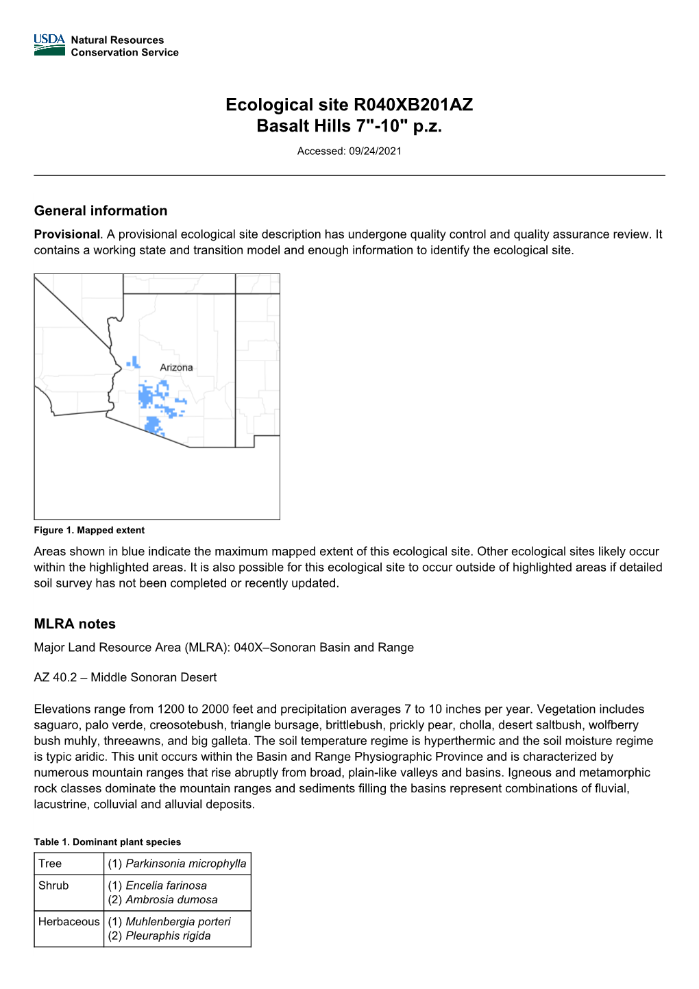 Ecological Site R040XB201AZ Basalt Hills 7"-10" P.Z