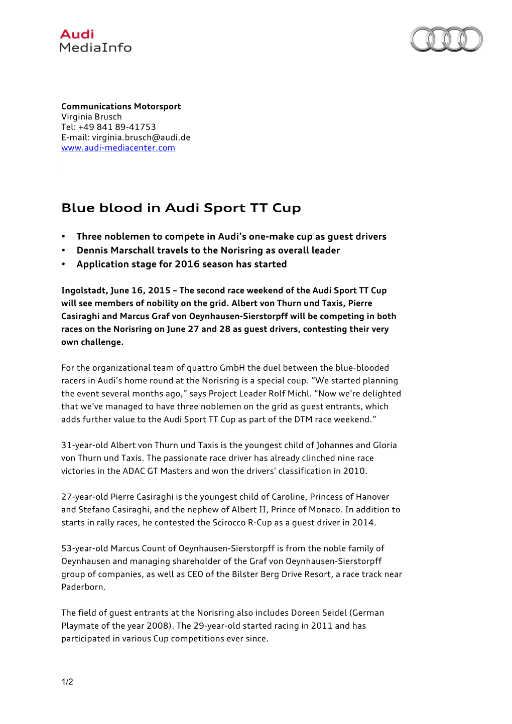 Blue Blood in Audi Sport TT Cup