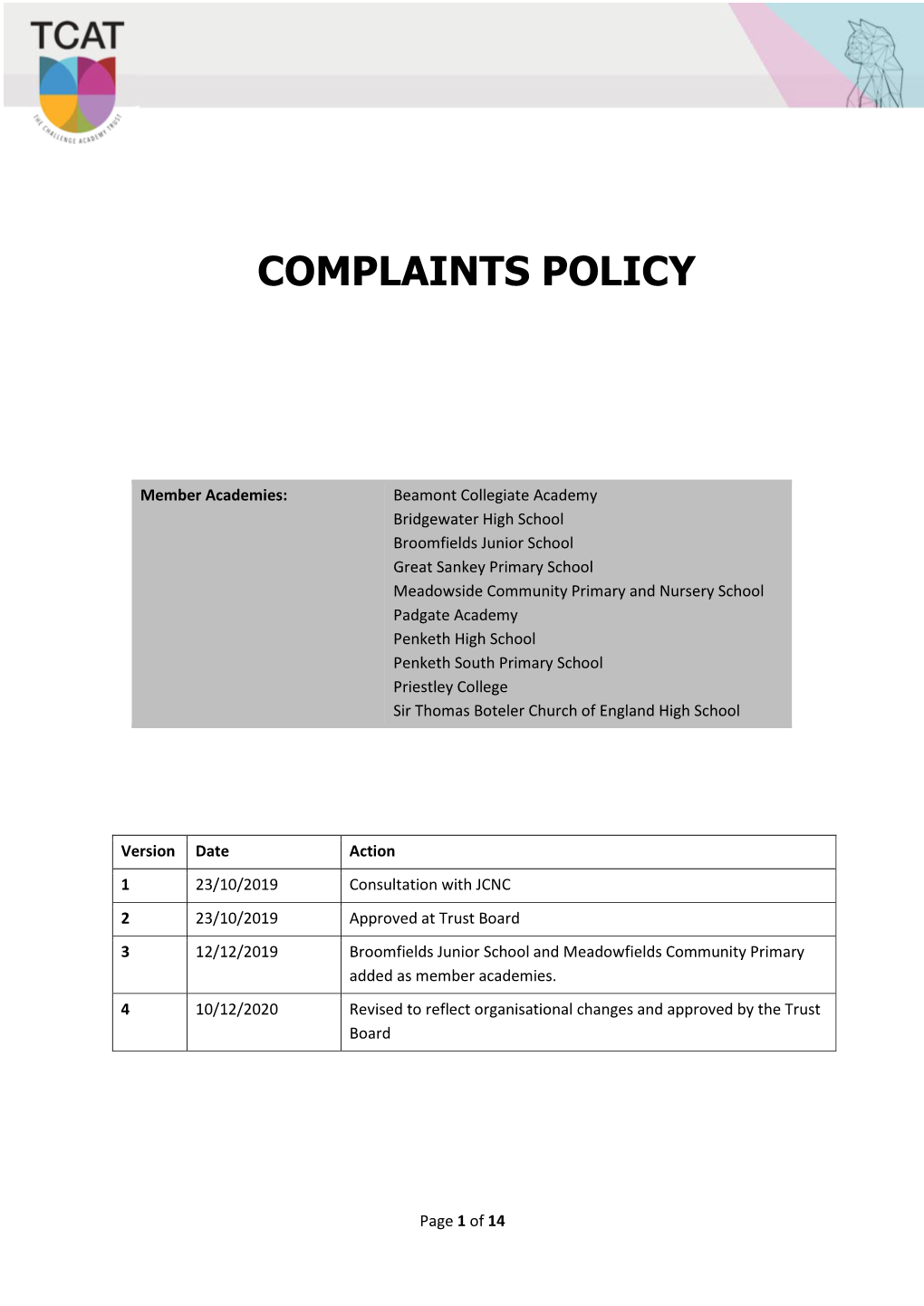 TCAT Complaints Policy