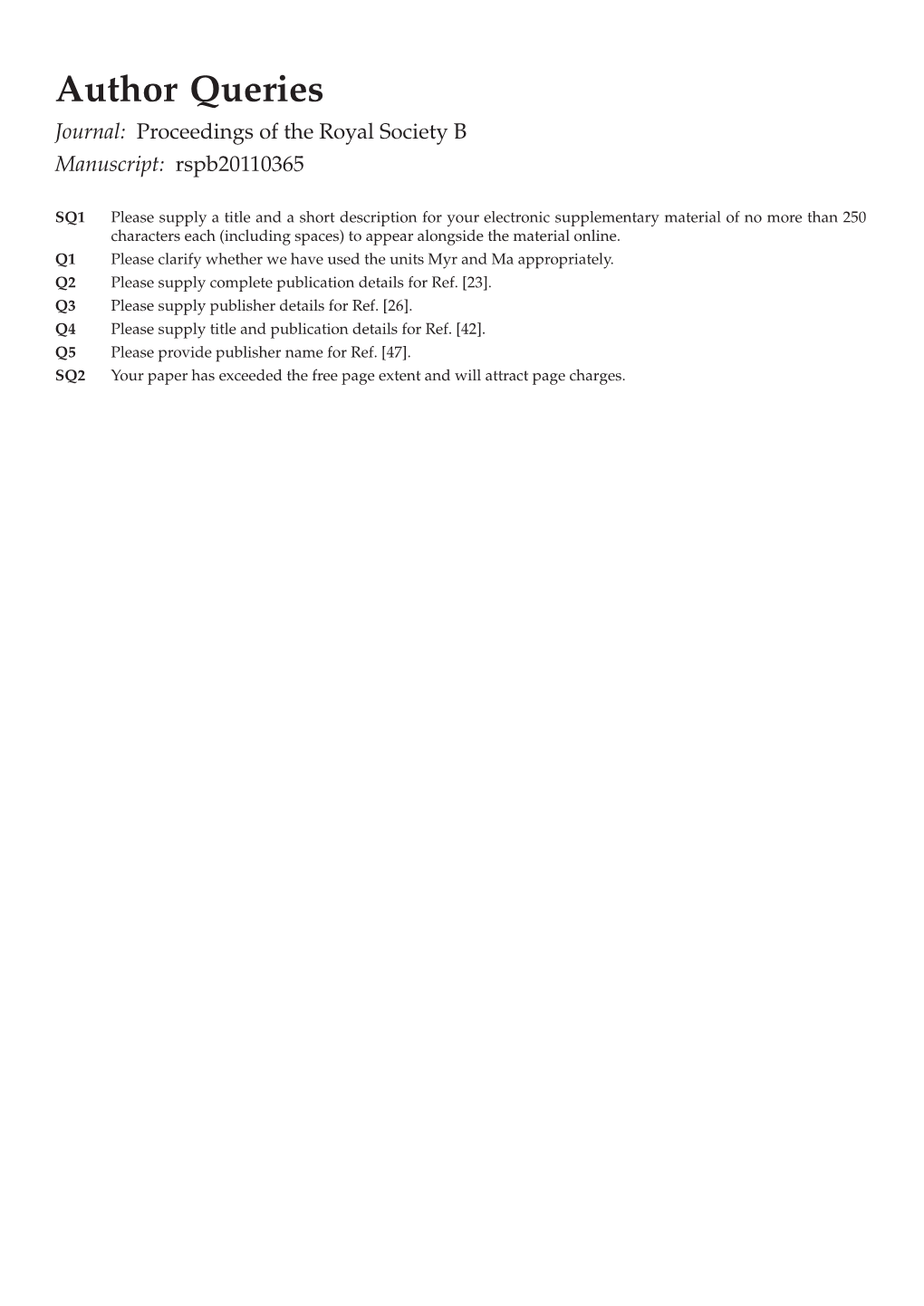 Author Queries Journal: Proceedings of the Royal Society B Manuscript: Rspb20110365