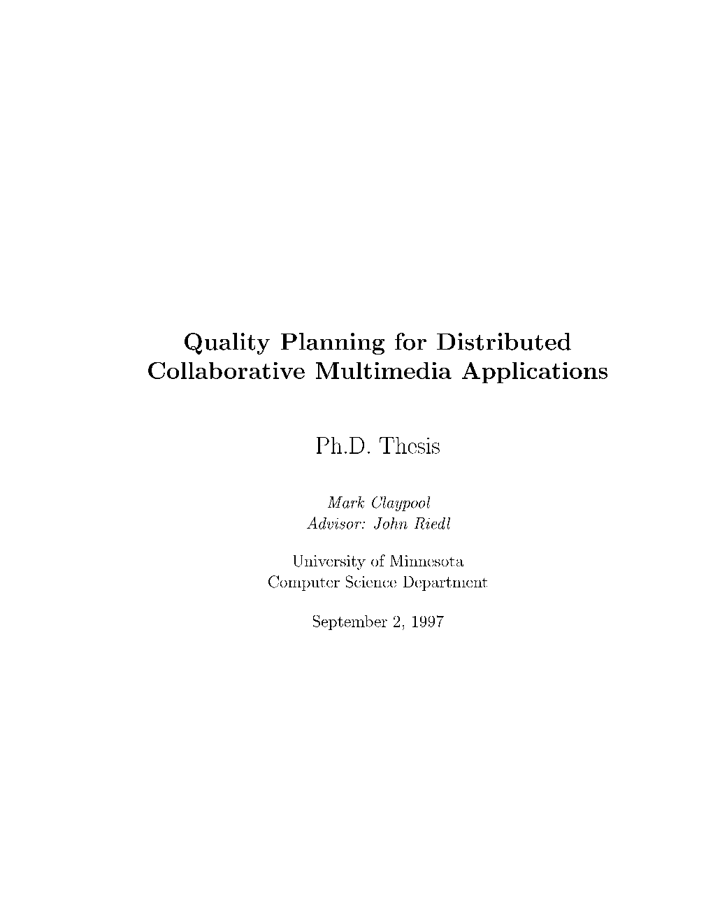 Quality Planning for Distributed Collaborative Multimedia Applications