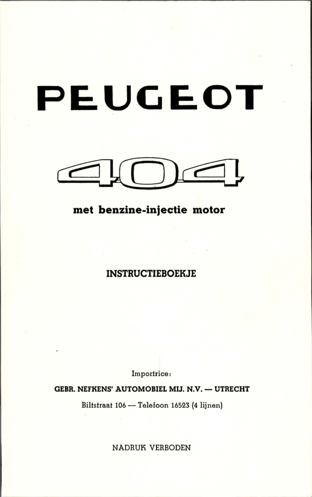 Peugeot 404,Benzine-Injectie Motor