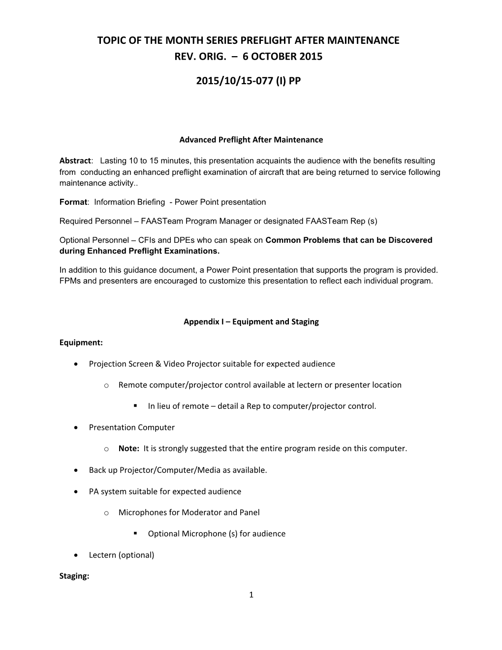 Topic of the Month - February 2016 - Advanced Preflight After Maintenance - NOTES