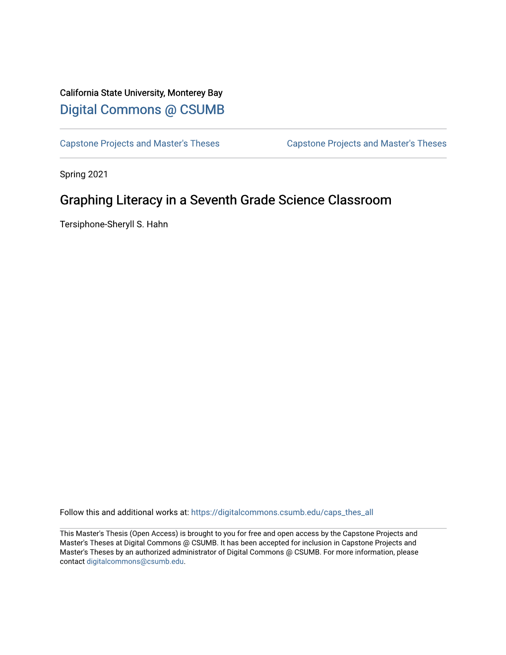 Graphing Literacy in a Seventh Grade Science Classroom