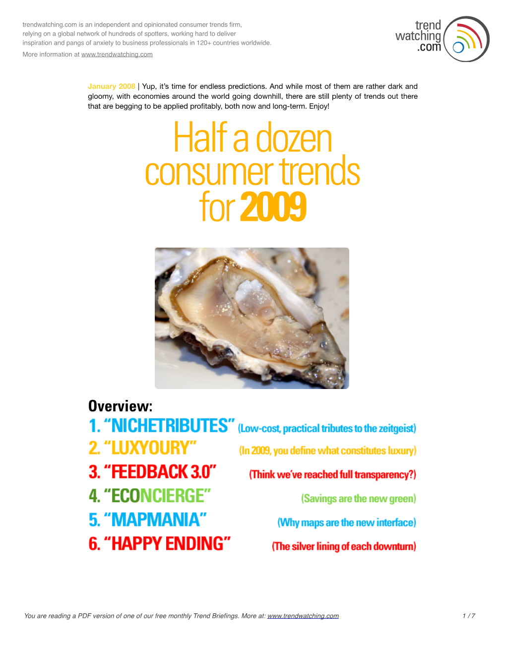 Half a Dozen Consumer Trends for 2009