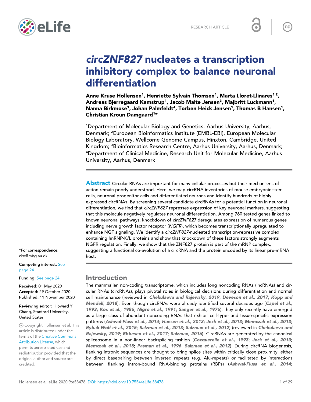 Circznf827 Nucleates a Transcription Inhibitory Complex to Balance