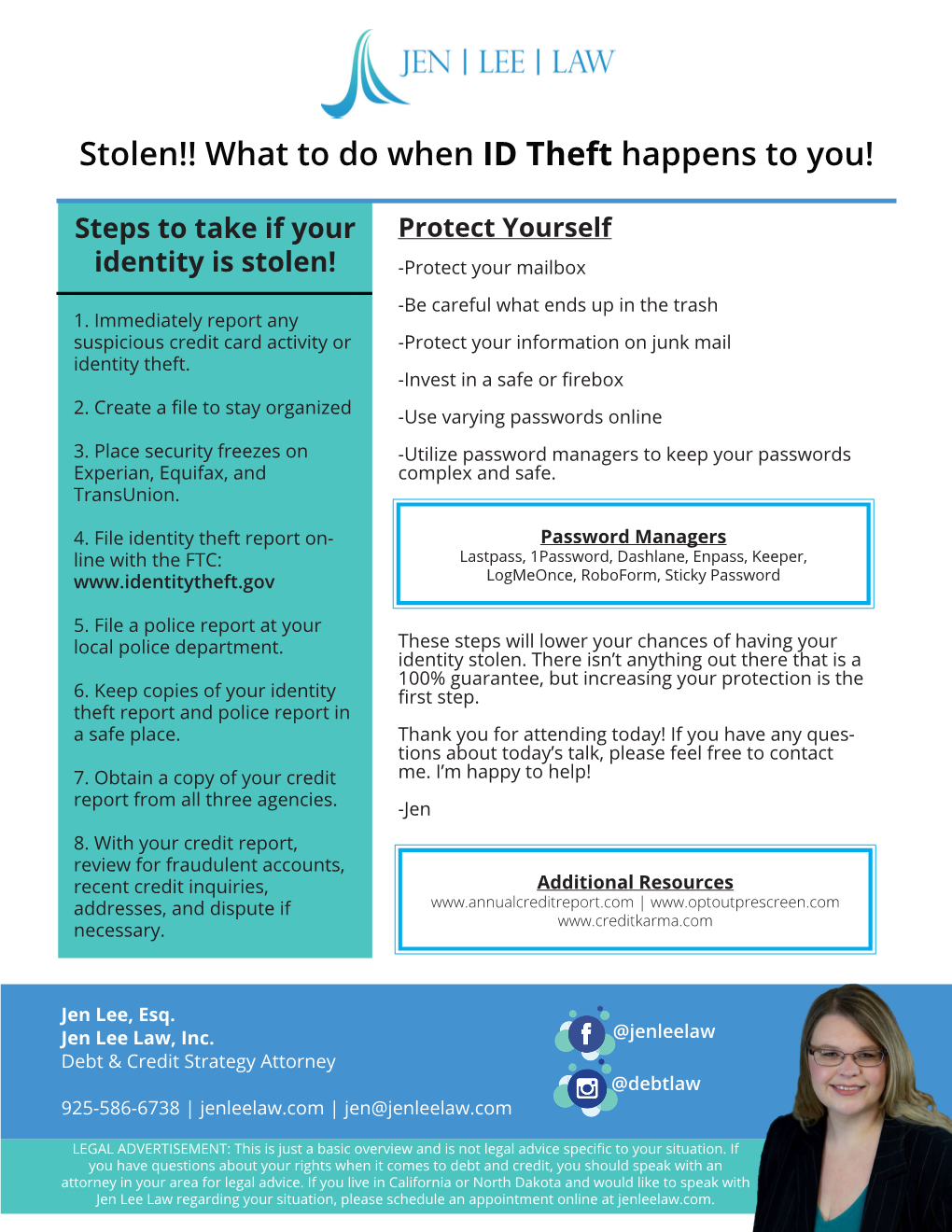 Stolen Identity Theft Flier