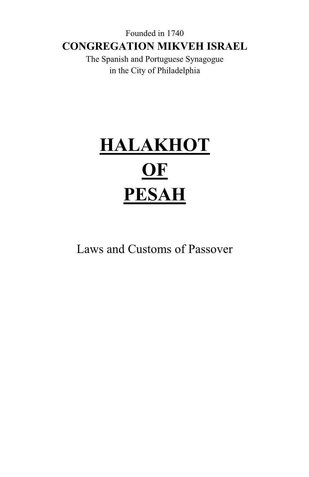 Halakhot of Pesah