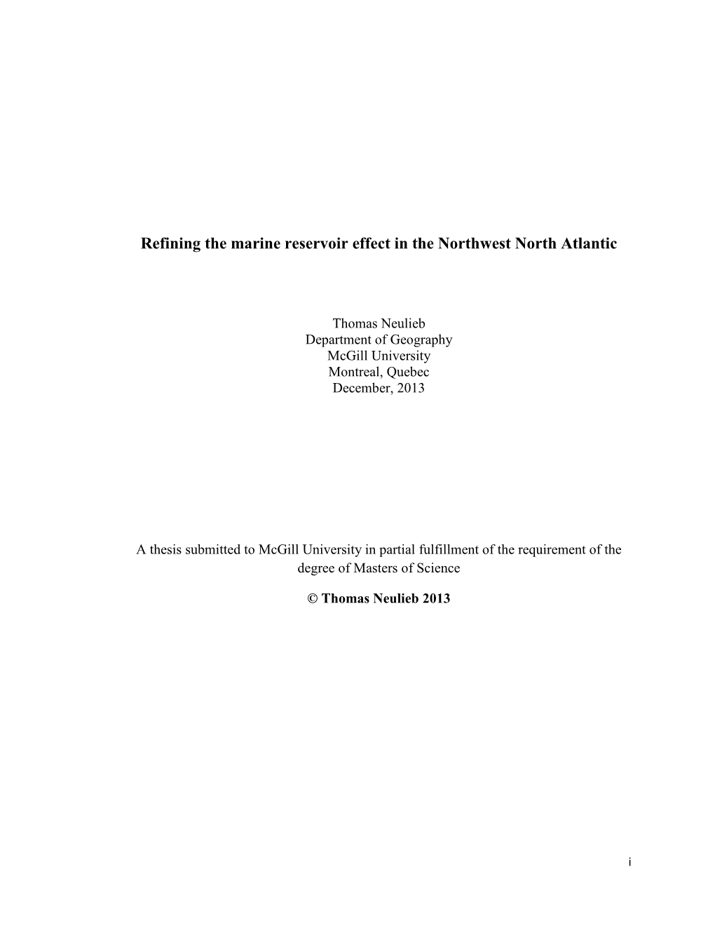 Refining the Marine Reservoir Effect in the Northwest North Atlantic