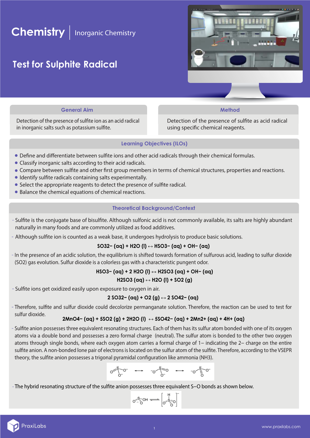 Inorganic Chemistry Test for Sulphite Radical