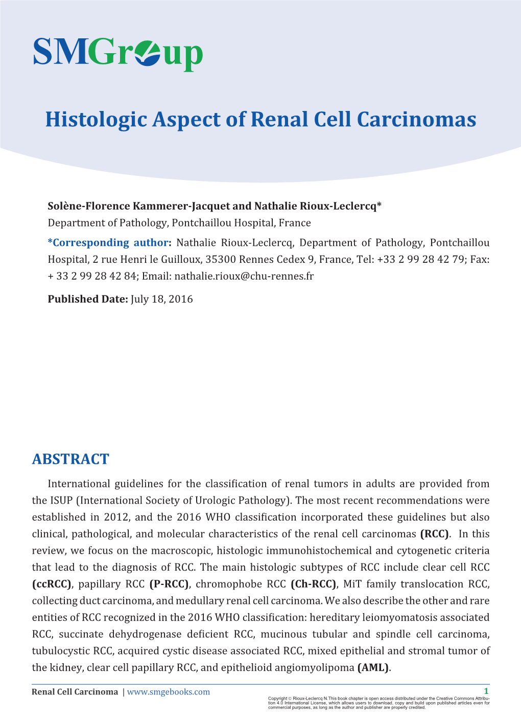Renal Cell Carcinoma: from a Pathologist's Perspective