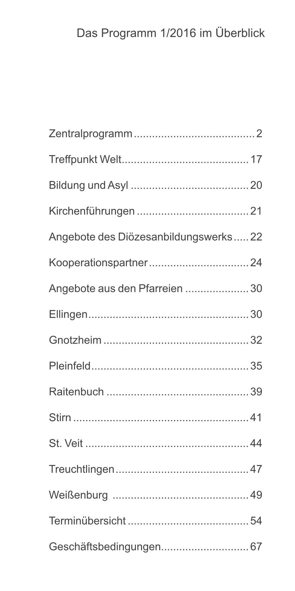 Das Programm 1/2016 Im Überblick