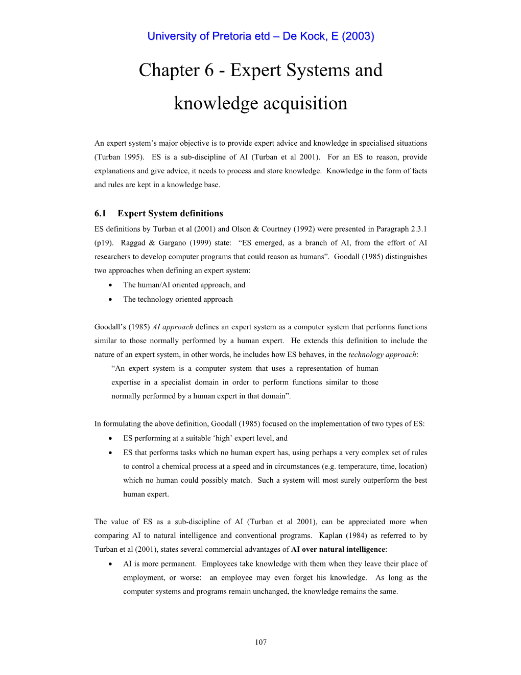 Chapter 6 - Expert Systems and Knowledge Acquisition