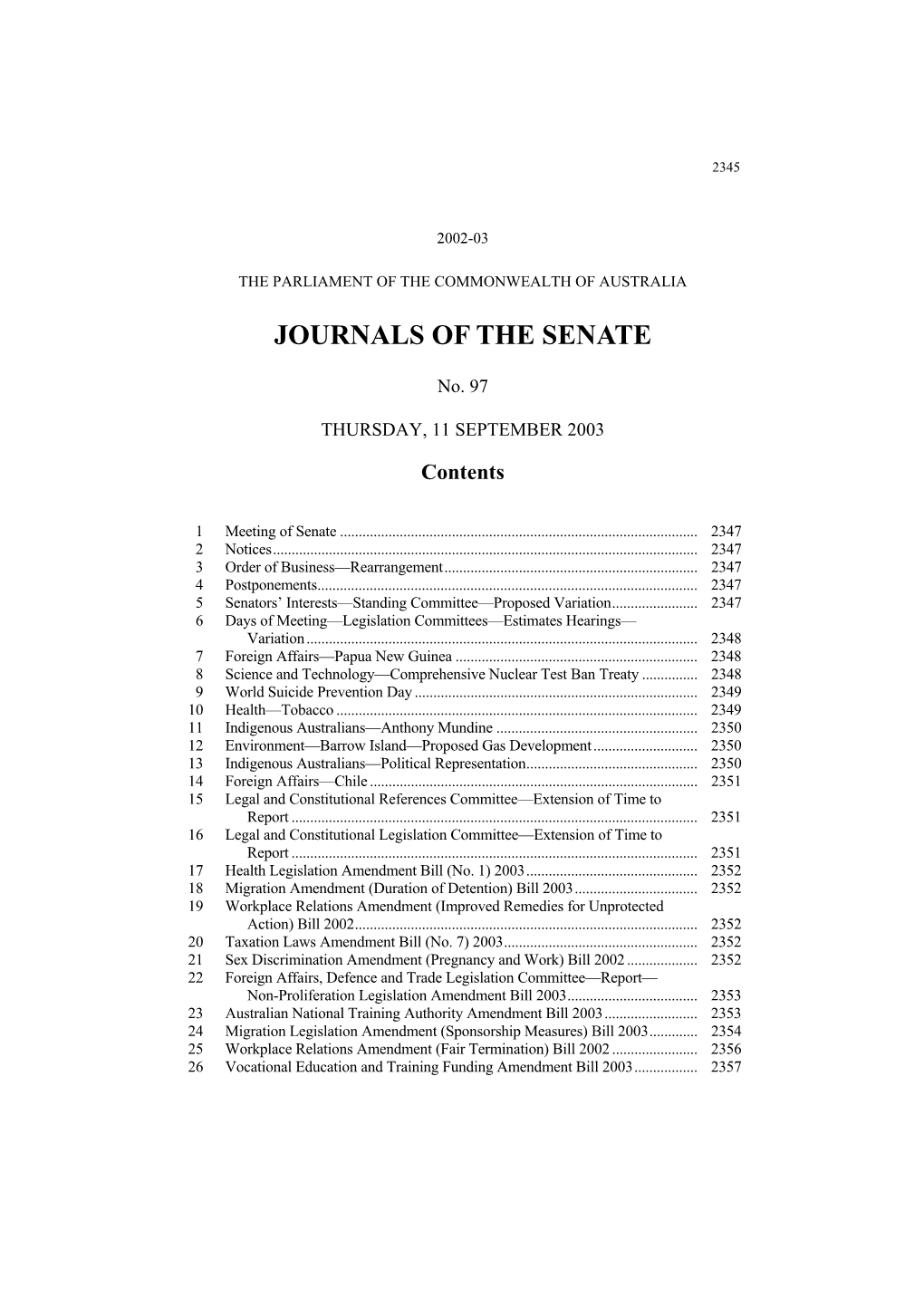 Journals of the Senate