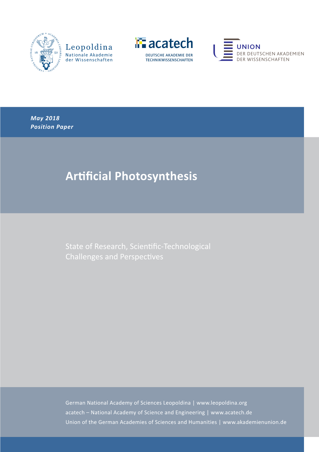 Artificial Photosynthesis