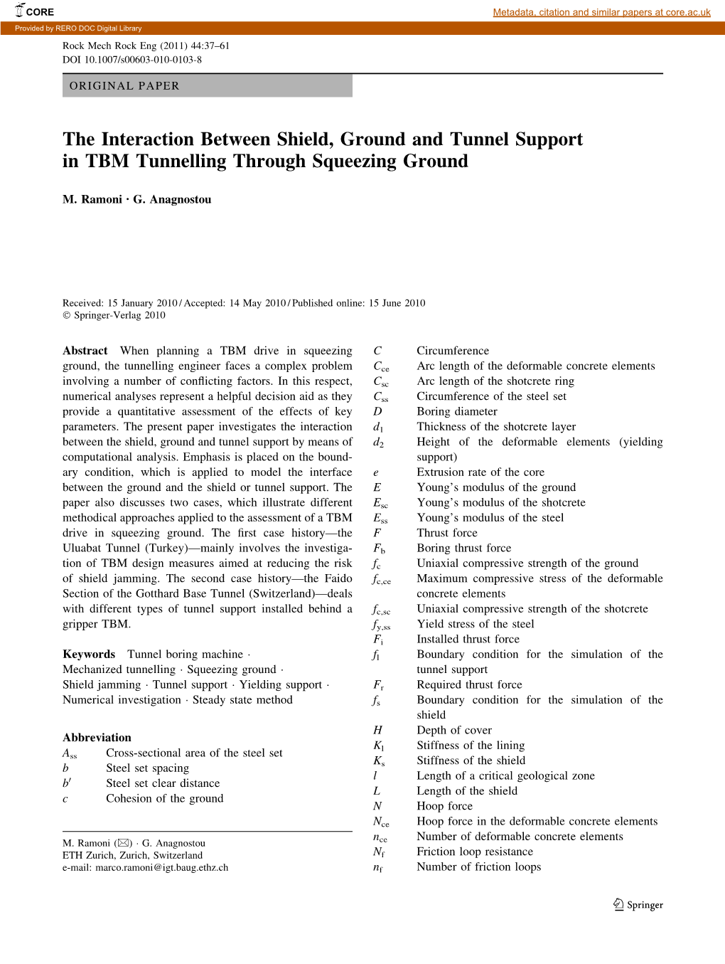 The Interaction Between Shield, Ground and Tunnel Support in TBM Tunnelling Through Squeezing Ground