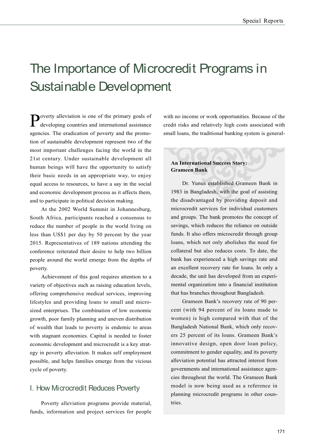 The Importance of Microcredit Programs in Sustainable Development