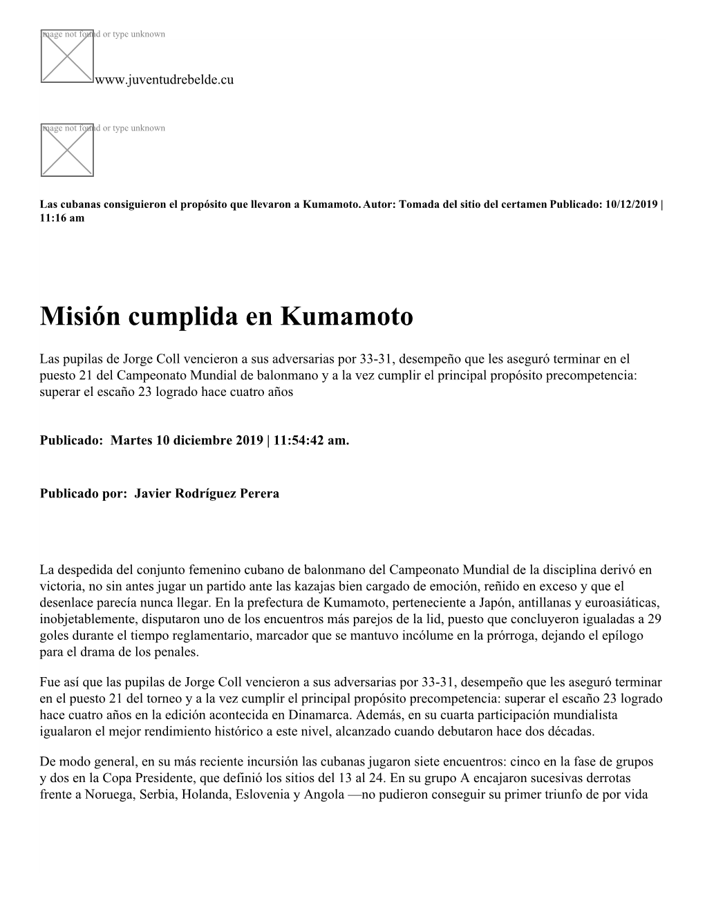 Misión Cumplida En Kumamoto