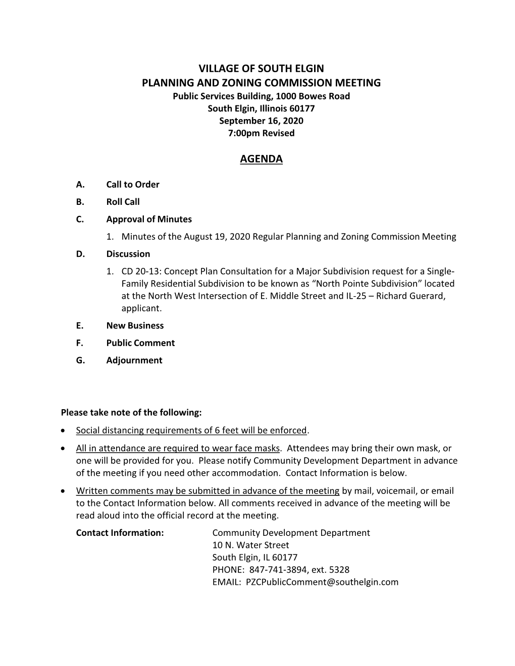 PZC September 16 2020 Agenda Packet.Pdf