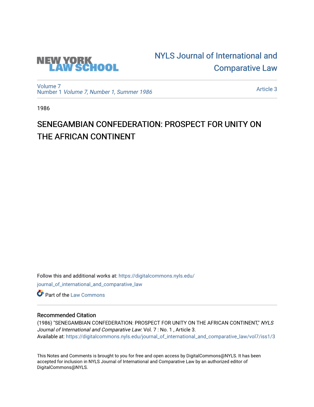 Senegambian Confederation: Prospect for Unity on the African Continent