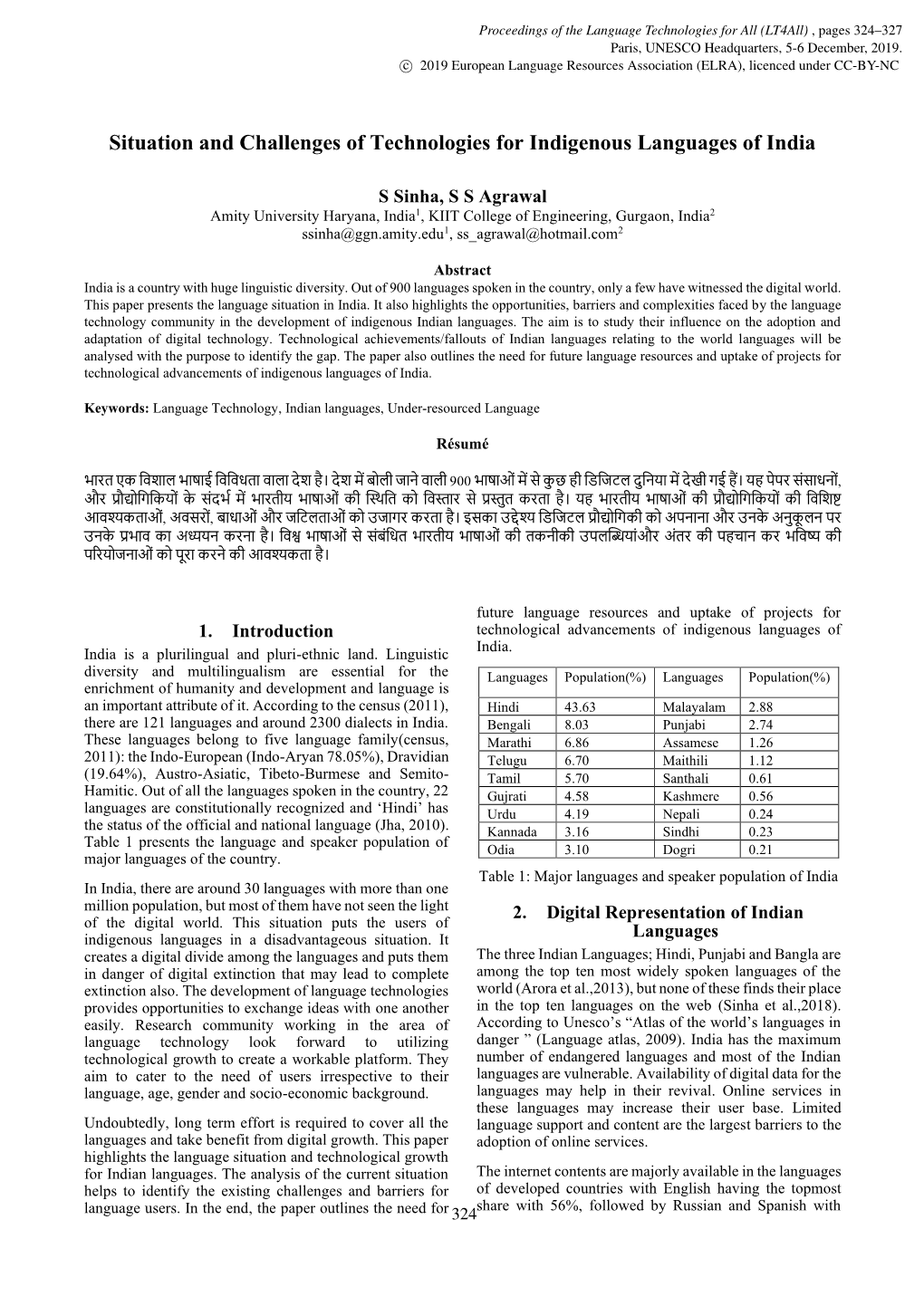 Situation and Challenges of Technologies for Indigenous Languages of India