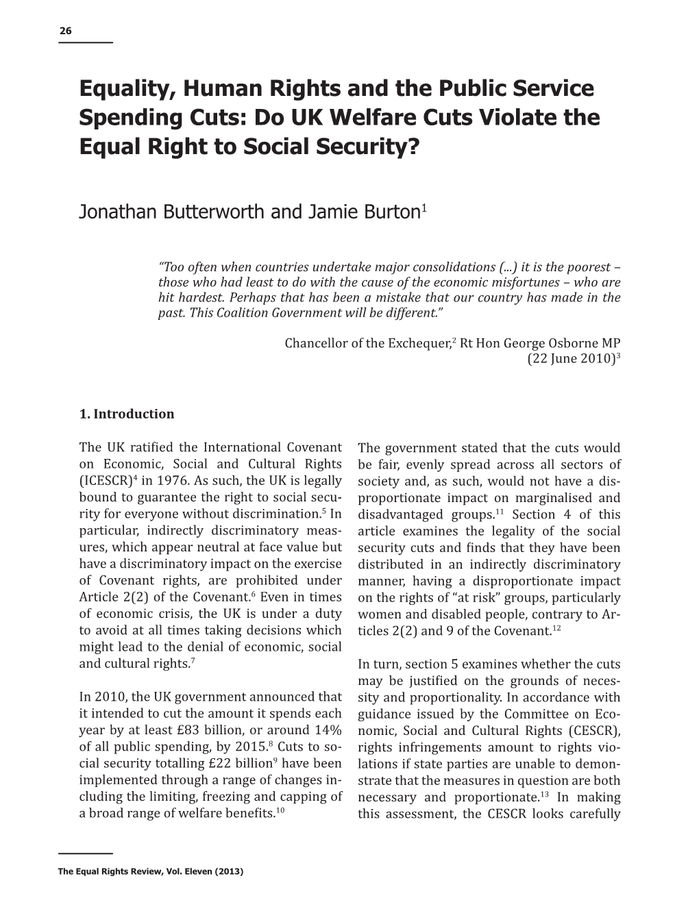 Do UK Welfare Cuts Violate the Equal Right to Social Security?