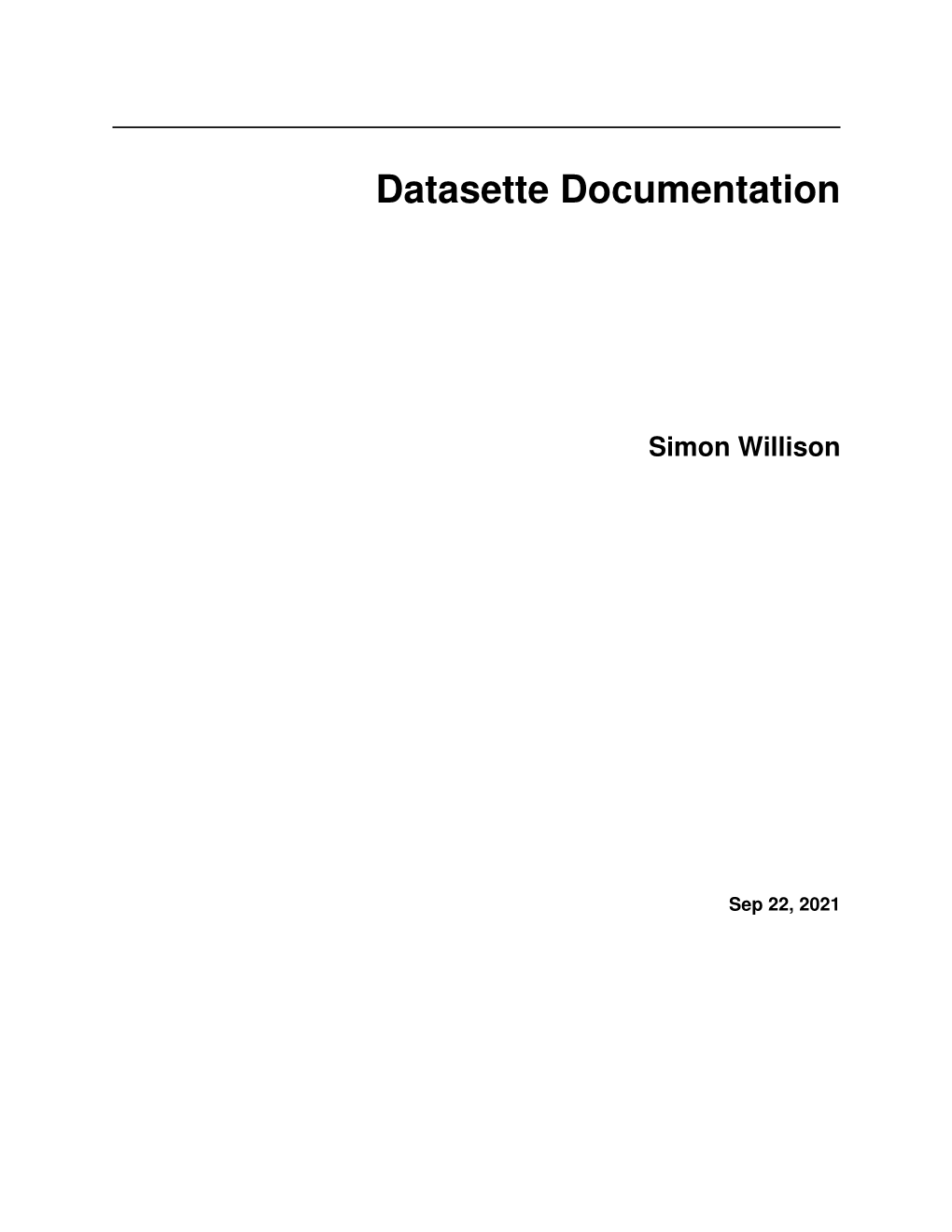 Datasette Documentation