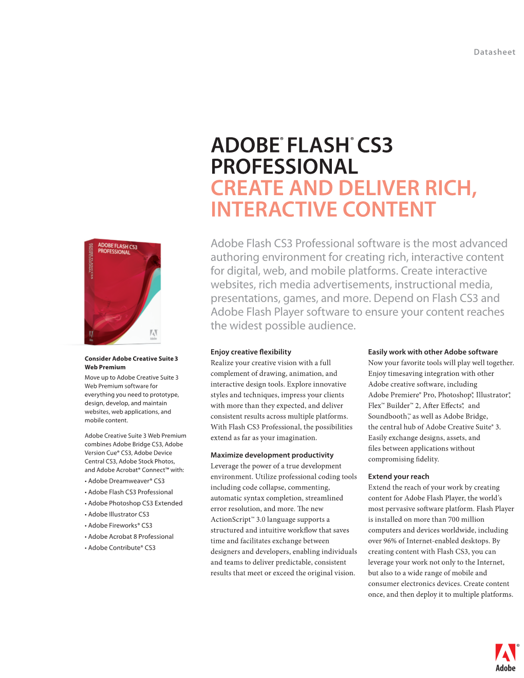 Adobe® Flash® Cs3 Professional Create and Deliver Rich, Interactive Content