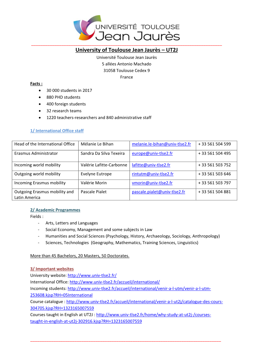 University of Toulouse Jean Jaurès – UT2J