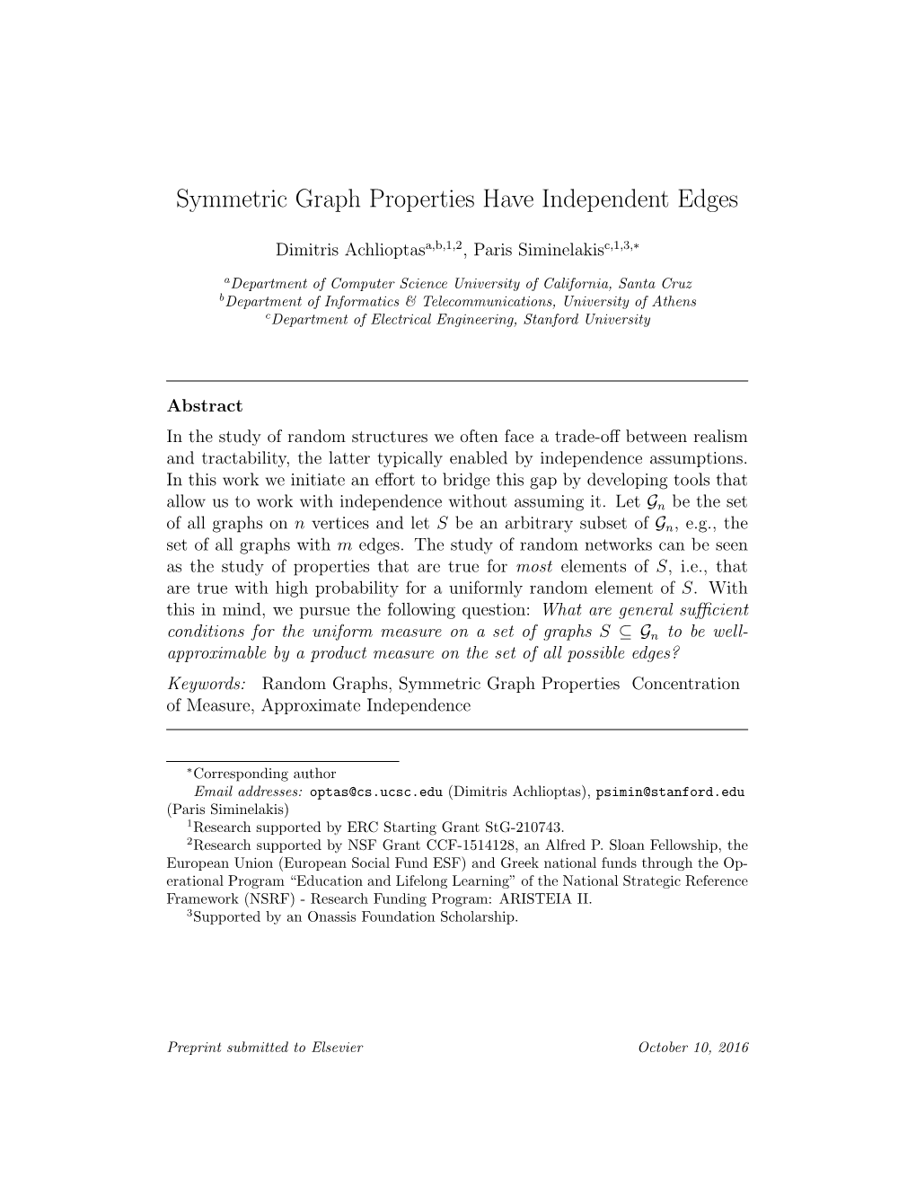 Symmetric Graph Properties Have Independent Edges