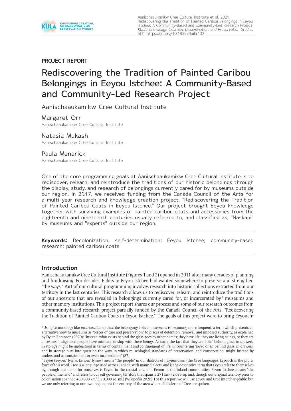 Rediscovering the Tradition of Painted Caribou Belongings in Eeyou Istchee: a Community-Based and Community-Led Research Project