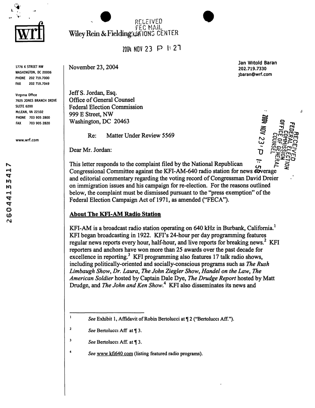 November 23,2004 Jeff S. Jordan, Esq. Office of General Counsel