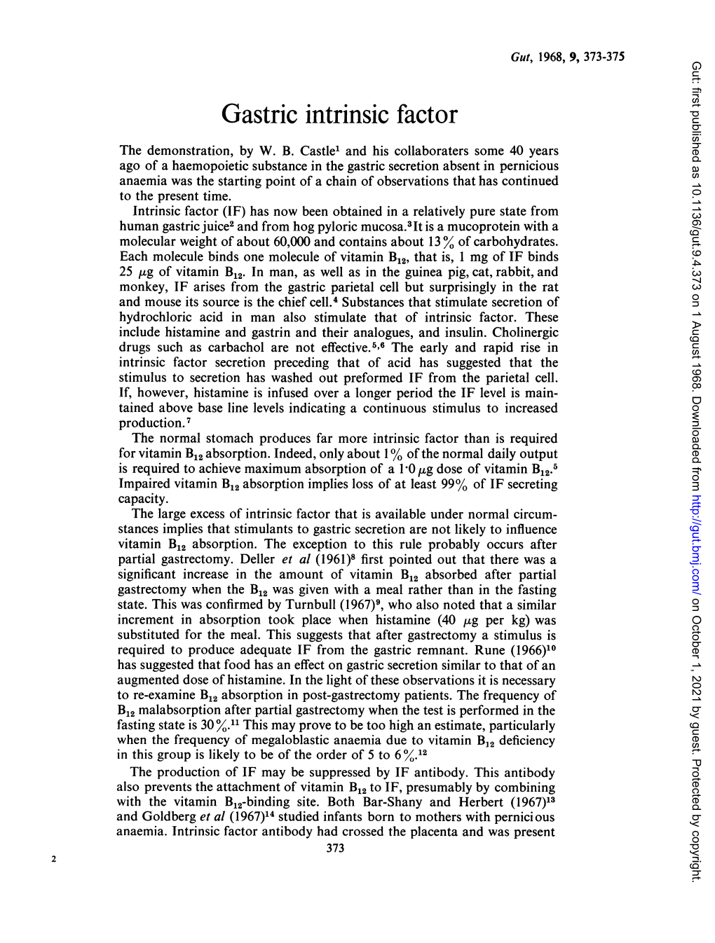 Gastric Intrinsic Factor the Demonstration, by W