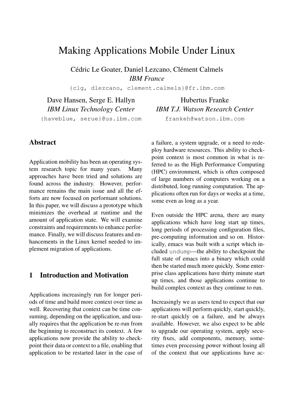 Making Applications Mobile Under Linux