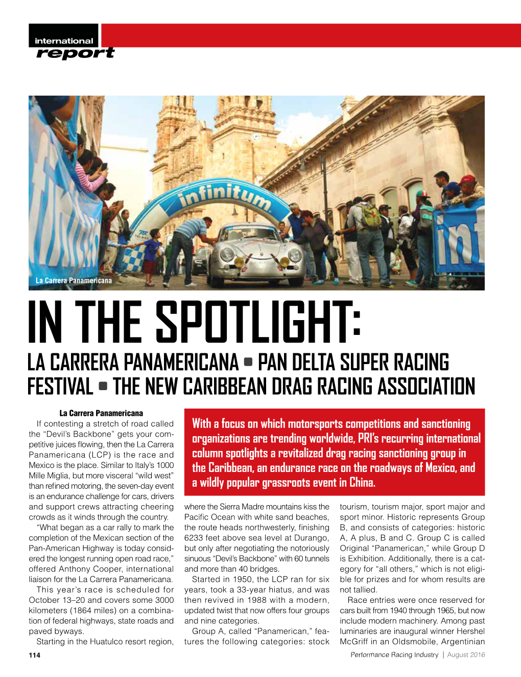 In the Spotlight: La Carrera Panamericana • Pan Delta Super Racing Festival • the New Caribbean Drag Racing Association