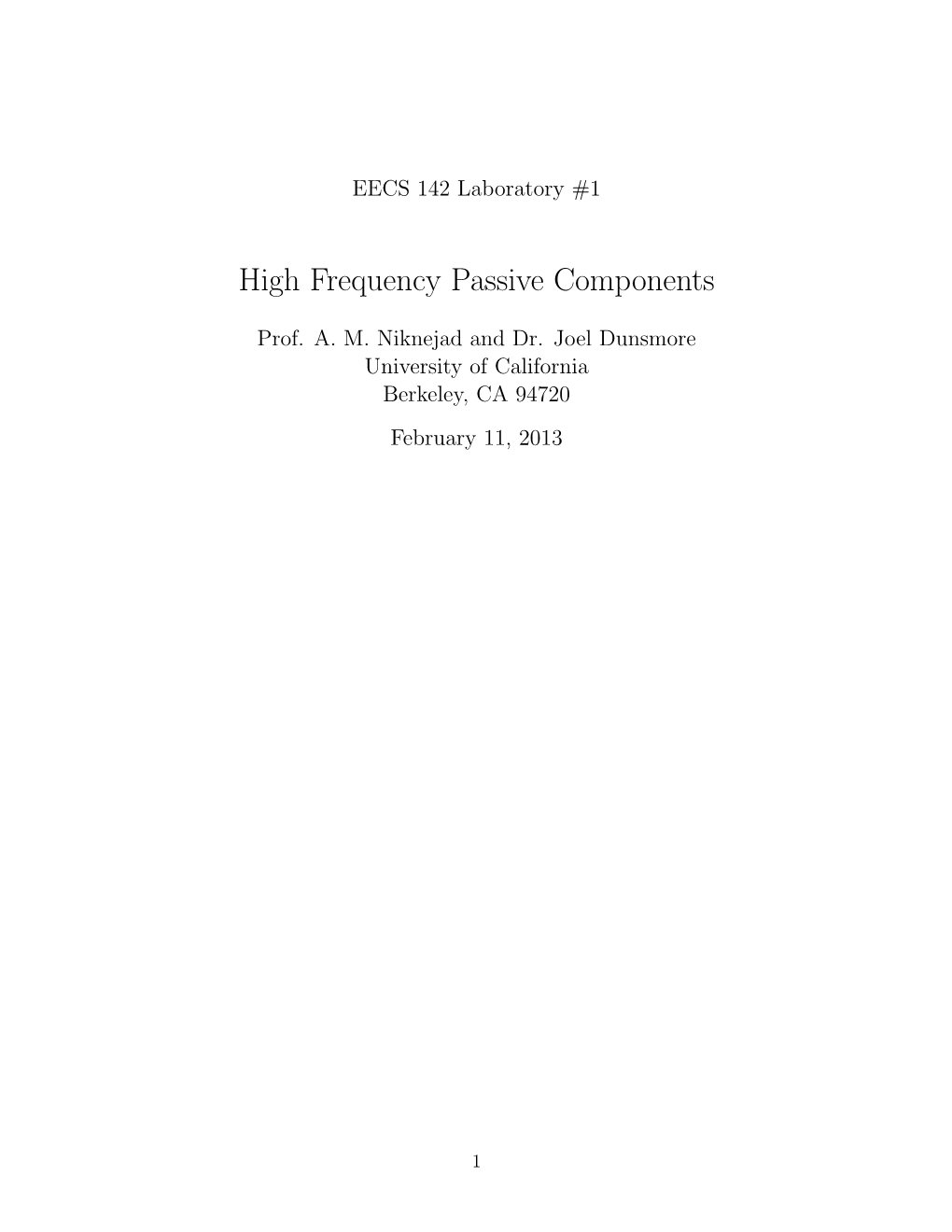 High Frequency Passive Components