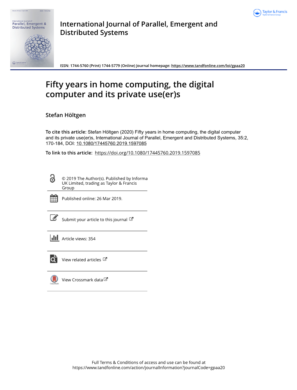 Fifty Years in Home Computing, the Digital Computer and Its Private Use(Er)S